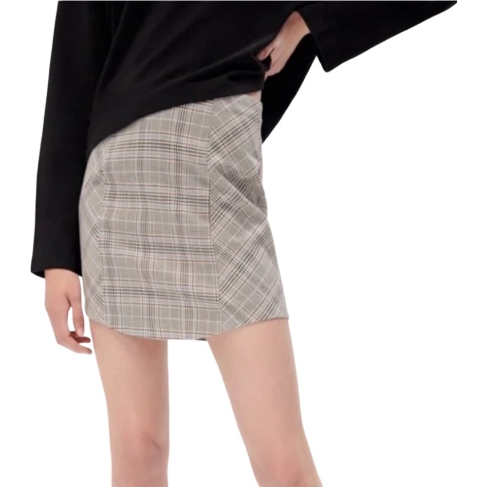 Zara Tan and Brown Pencil Mini Skirt for Work - Picture 4 of 7
